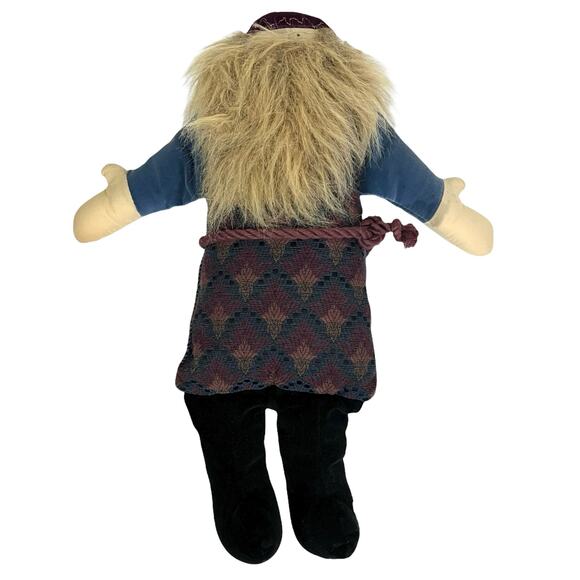 Vintage Nordic Folk Santa Shelf Sitter Plush Bushy Beard Music Box Jingle Bells - Picture 3 of 7